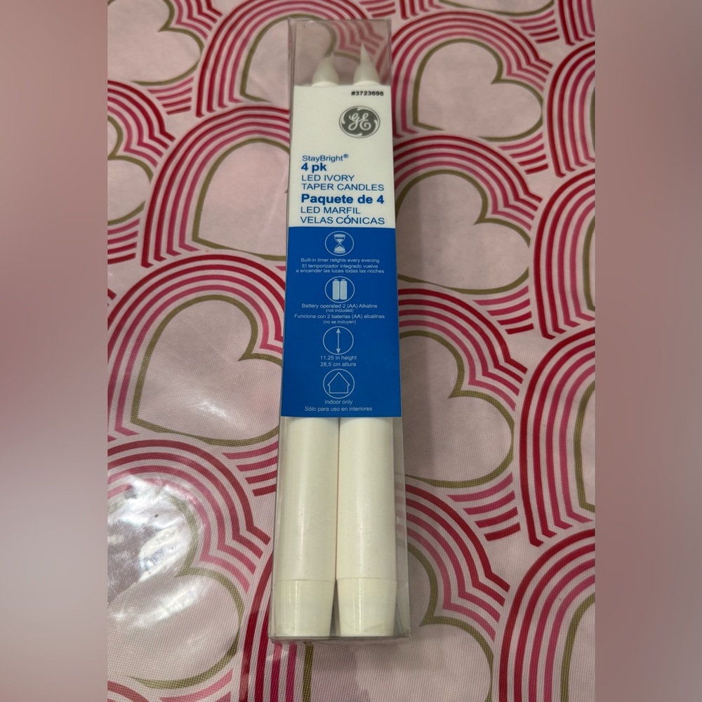 GE StayBright LED Ivory Taper 11.25 inch Candles with Timer 4-Pack